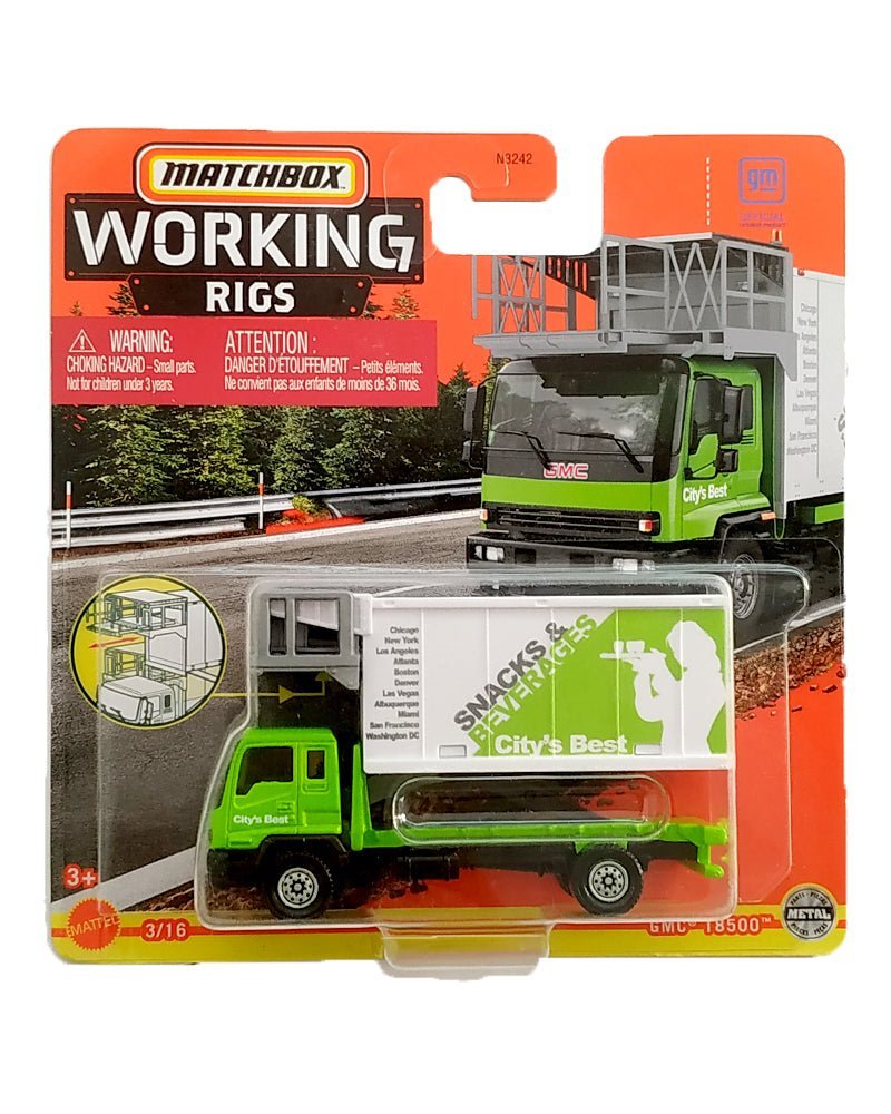 Matchbox Working Rigs GMC T8500 - Green / White - 2021 Card