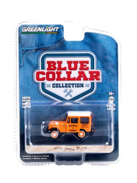 Greenlight 1974 Jeep DJ-5 Westhaven Pharmacy Blue Collar Collection