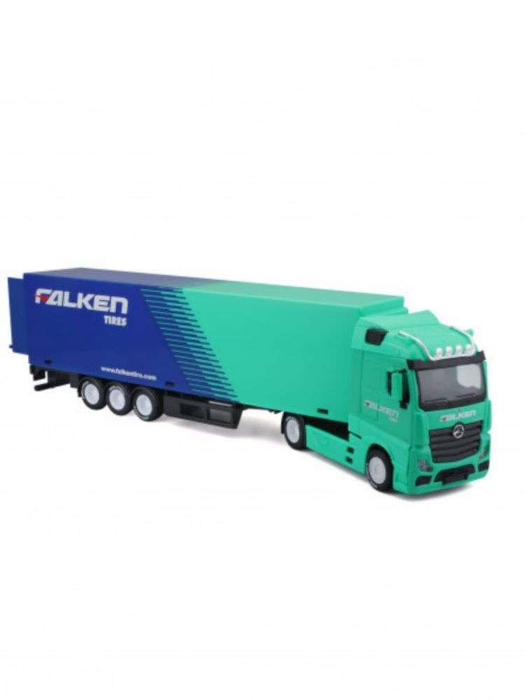 BBURAGO BU31460T MERCEDES ACTROS GIGASPACE HAULER WITH TRAILER FALKEN TIRES 1:43 Modellino