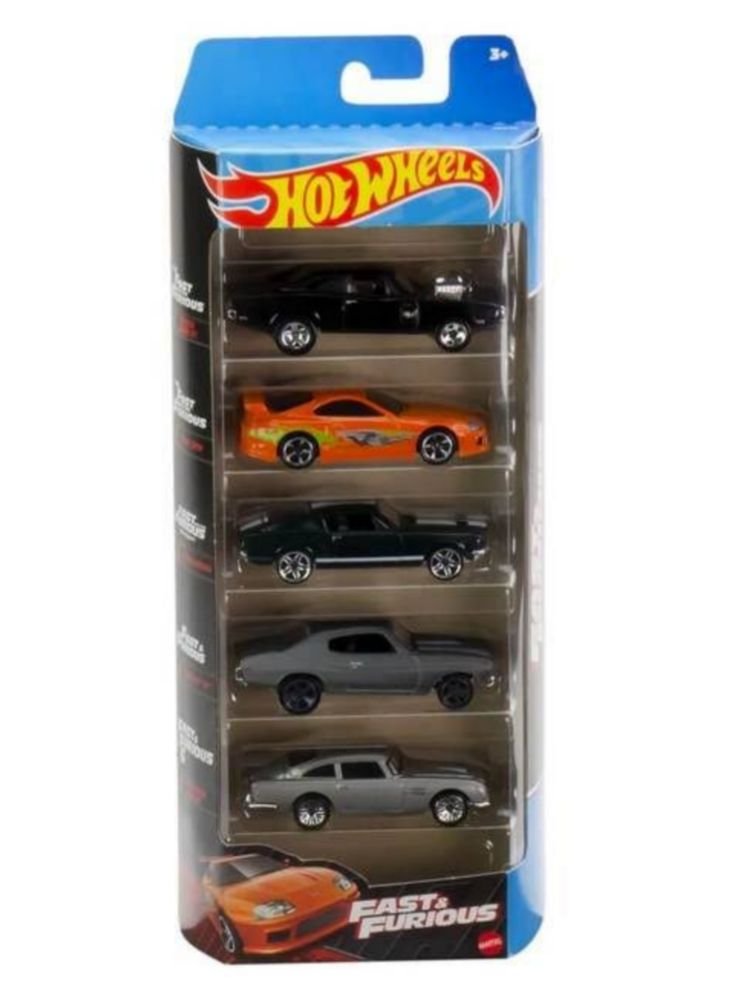 Hotwheels Fast and Furious five 5 pack includes 70 Dodge Charger R/T, Toyota Supra, 67 Custom Mustang, 70 Chevelle 55, Aston Martin 1963 DBS