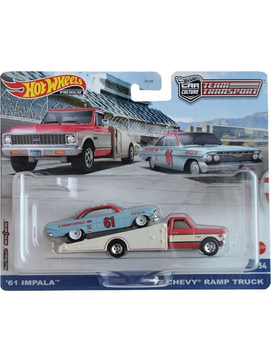 Hotwheels 61 Impala & 72 Chevy Ramp Truck imported team transport 1:64 scale