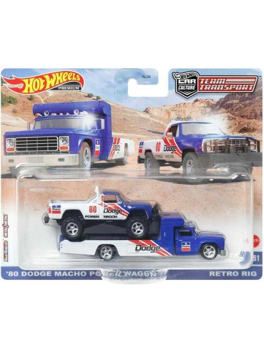 EXCLUSIVE Hotwheels Team Transport 80 Dodge Macho Power Wagon & Retro RIG