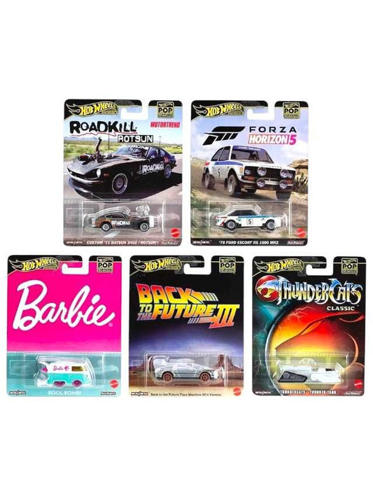 EXCLUSIVE Hot wheels set of 5 pop culture ,back to the future, barbie kool kombi