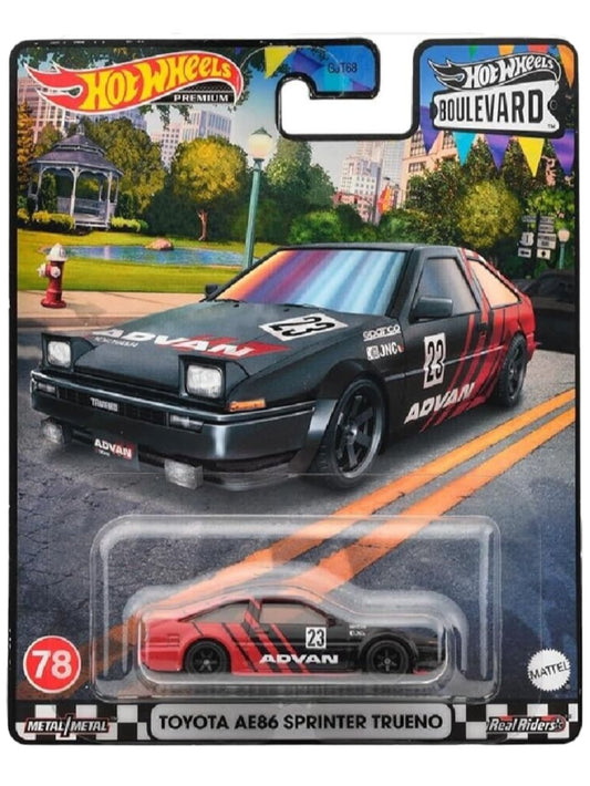 Hotwheels boulevard Toyota AE86 sprinter trueno imported premium 1:64 scale