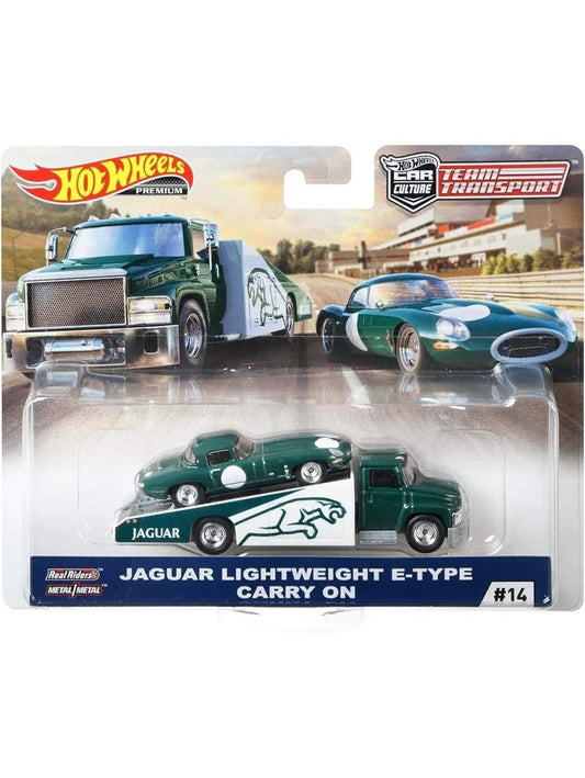 Hotwheels jaguar lightweight e type carry on Team Transport 1:64