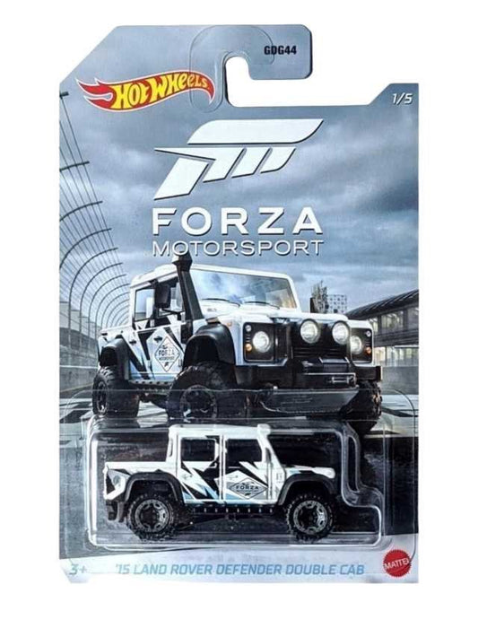 Hotwheels Forza 15 land rover defender double cab mainline card art 1:64 scale