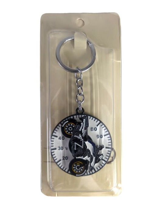 Bike Black & White Spinning Born Free 66 West Coast Keychain