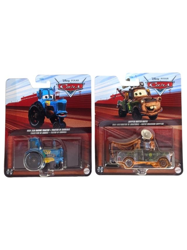 Disney Pixar Cars View Zeen Racing Tractor & Cryptid Buster Mater Set OF 2