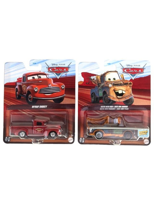 Disney Pixar Cars Heyday Smoky & Mater With Sign Set Of 2