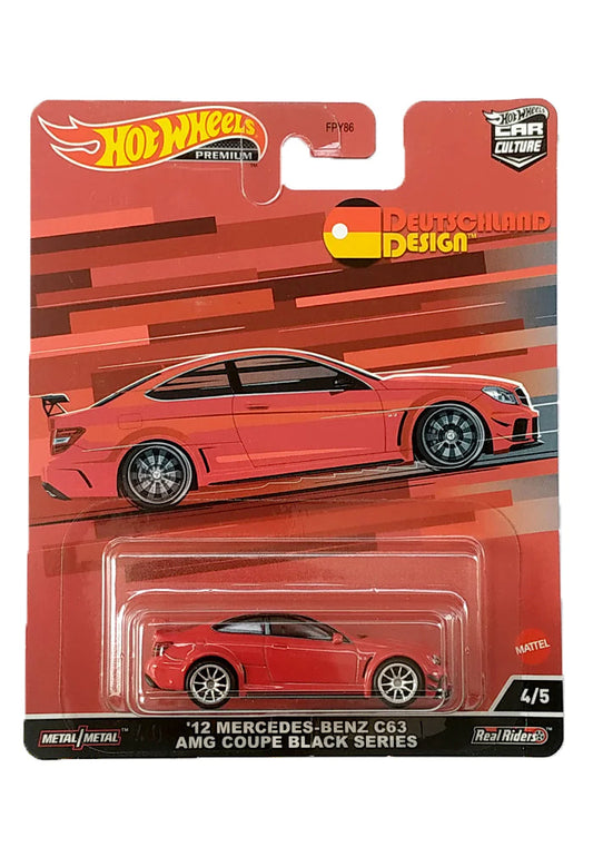 HotWheels Deutschland Design '12 Mercedes-Benz C63 AMG Coupe Black Series imported premium 1:64 scale