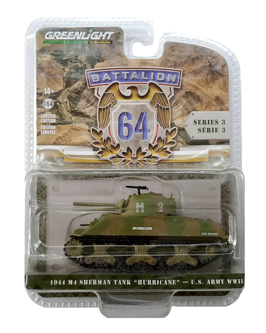 Greenlight Battalion 1944 M4 Sherman Tank U.S. Army WWII - Military Green