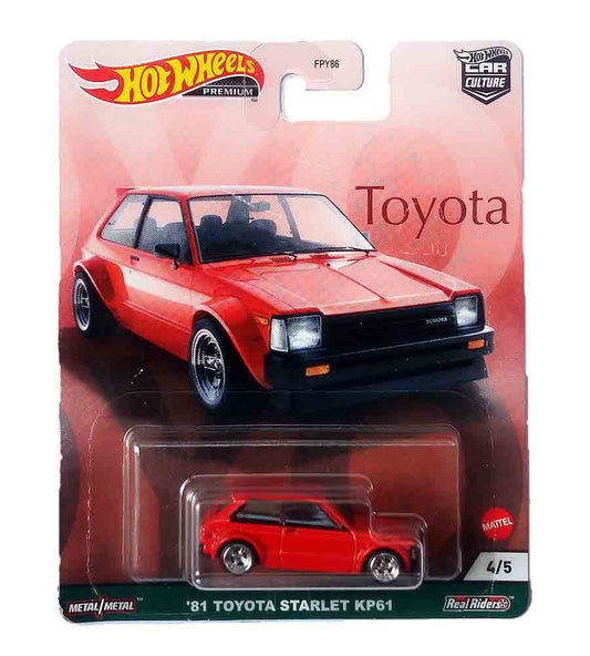 Hotwheels 81 Toyota Starlet KP61 imported premium 1:64 scale