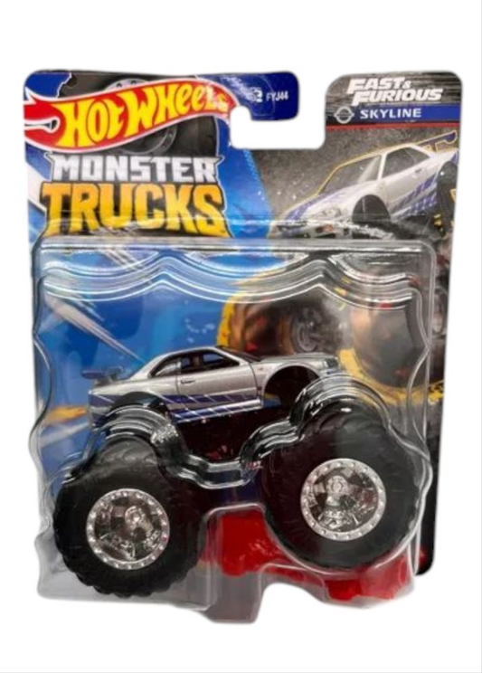 HotWheels Monster Trucks Fast & Furious Skyline. Includes crushed car