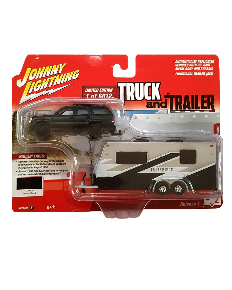 Johnny Lightning 2005 Cadillac Escalade Truck and Trailer (Damage Card)