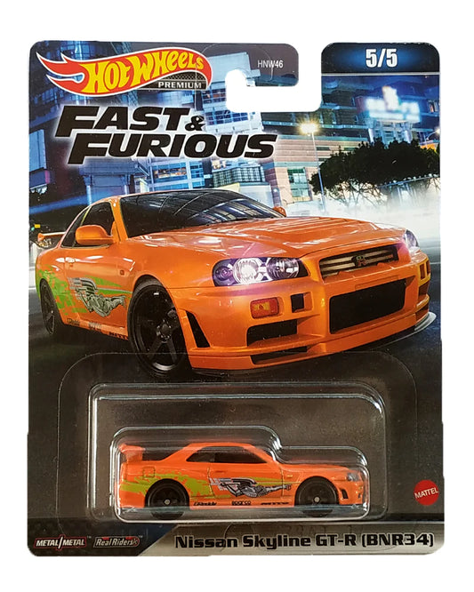 Hotwheels Fast and Furious Nissan Skyline GT-R (BNR34)  imported premium 1:64 scale