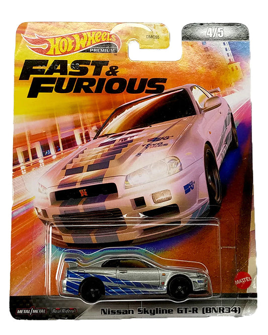 Hotwheels  Fast &  Furious Nissan Skyline GT-R (BNR34) imported premium 1:64 scale