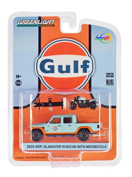 Greenlight 2020 Jeep Gladiator Rubicon With Motorcycle Gulf