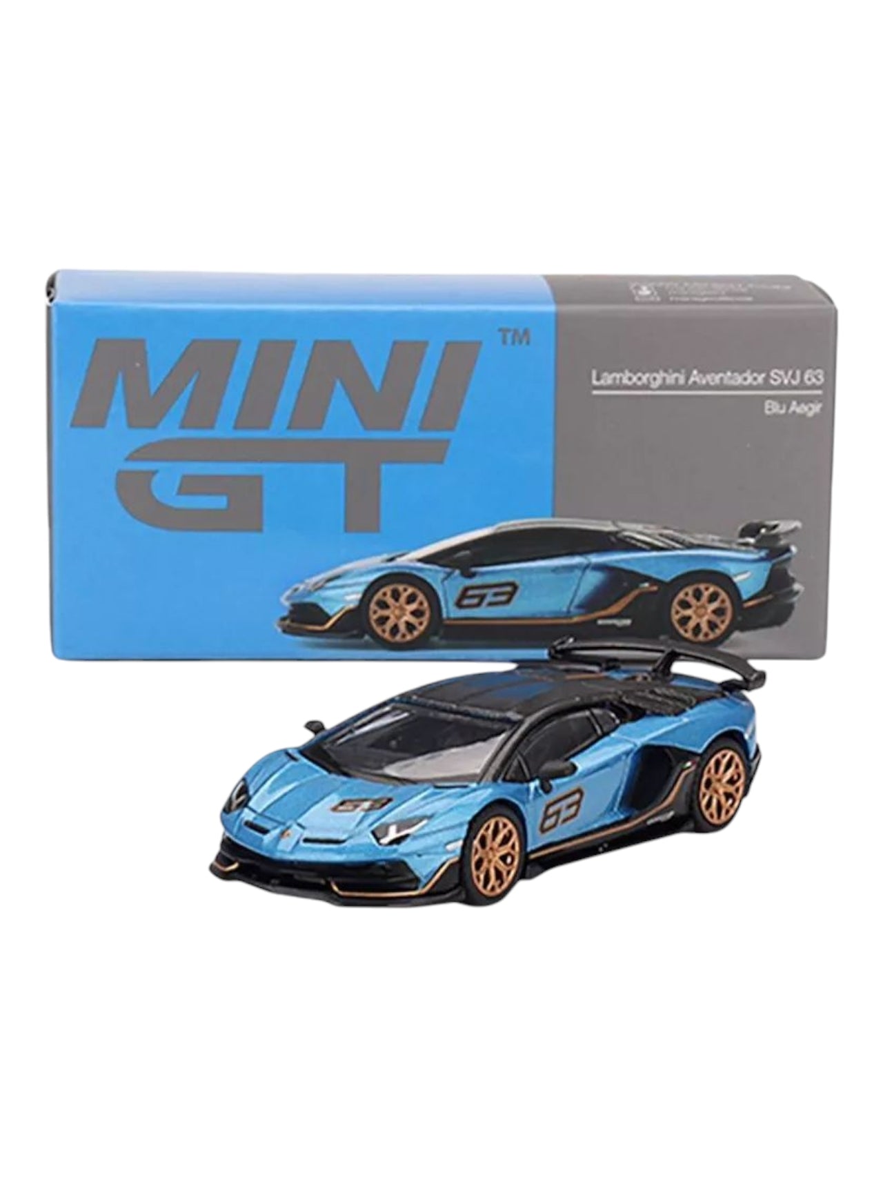 Mini GT Lamborghini Aventador svj 64 blu Aegir imported