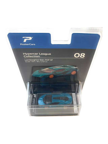 Poster cars Hyper League collection Lamborghini Sian FKP 37 scale 1:64/ Blu Uranus premium edition