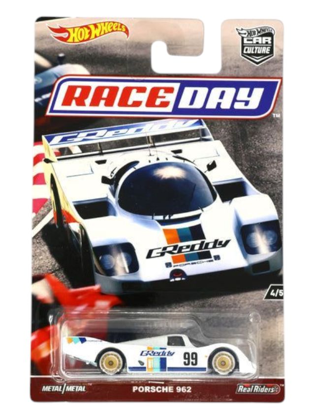 HotWheels Car Culture Race Day Porsche 962 Imported Card Art Mainline (blister little crack car is mint condition)1:64 Scale