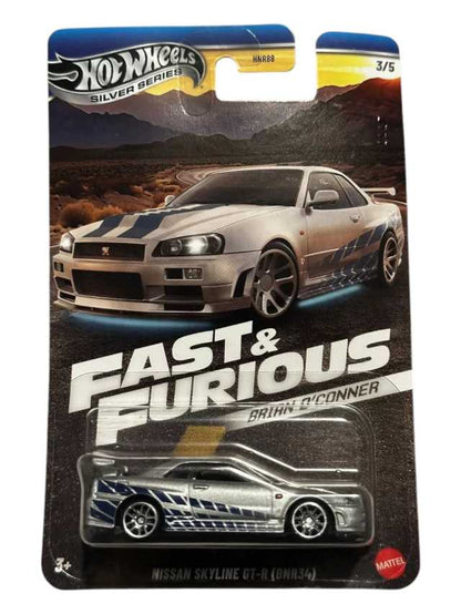 HotWheels Silver Series Fast & Furious Brian O'Conner Nissan Skyline GT-R (BNR34) Imported Premium Collection 1:64 Scale