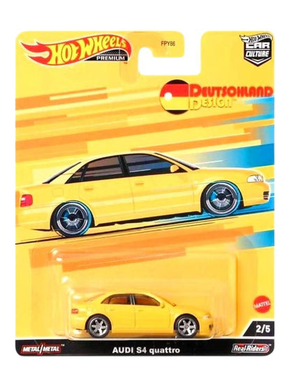 HOTWHEELS Deutschland design audi S4 Quattro (blister damaged car is mint condition) imported premium 1:64 scale