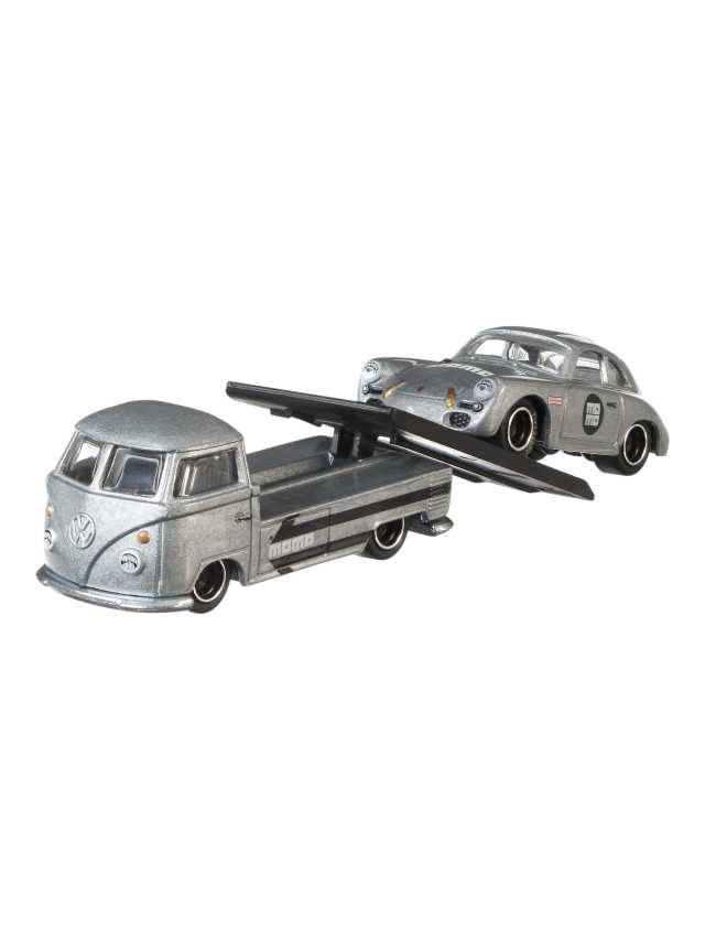 Hotwheels Porsche 356A outlaw Volkswagen transporter t1 pickup imported team transport 1:64 scale