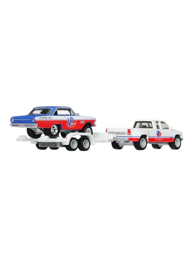 Hotwheels 63 Chevy Nova & 88 Chevy silverado imported team transport 1:64 scale (blister damage car mint condition)