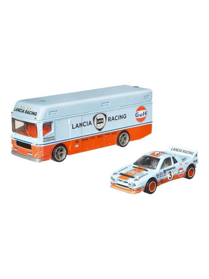 Hotwheels real riders lancia rally 037 euro hauler imported team transport 1:64 scale