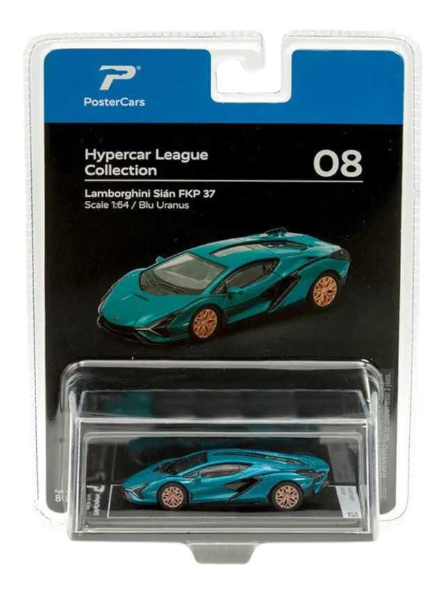 Poster cars Hyper League collection Lamborghini Sian FKP 37 scale 1:64/ Blu Uranus premium edition