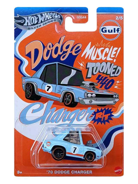 HotWheels Silver Series Gulf '70 Dodge Charger Imported Card Art Mainline 1:64 Scale