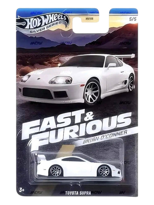 HotWheels Silver Series Fast & Furious Brian O'conner Toyota Supra Imported Card Art Mainline 1:64 Scale