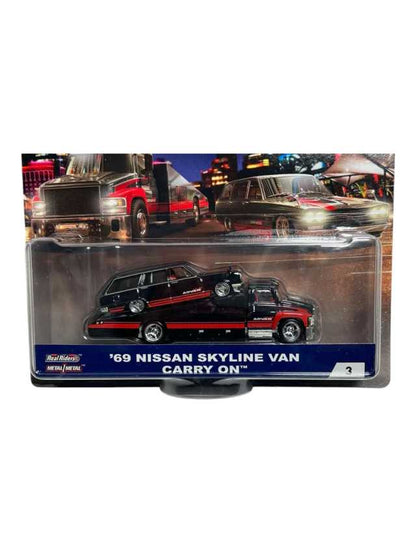 Hotwheels real riders '69 nissan skyline van carry on imported team transport 1:64 scale