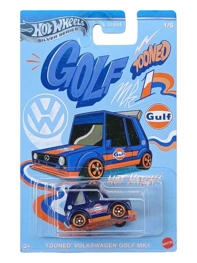 HotWheels Silver Series Gulf Tooned Volkswagen Golf MK1 Imported card art mainline 1:64 Scale