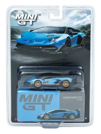 Mini GT Lamborghini Aventador svj 64 blu Aegir imported