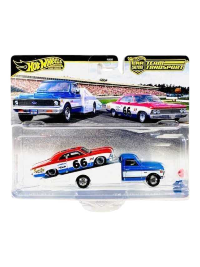 Hotwheels 66 Chevelle & 72 Chevy ramp truck imported team transport 1:64 scale