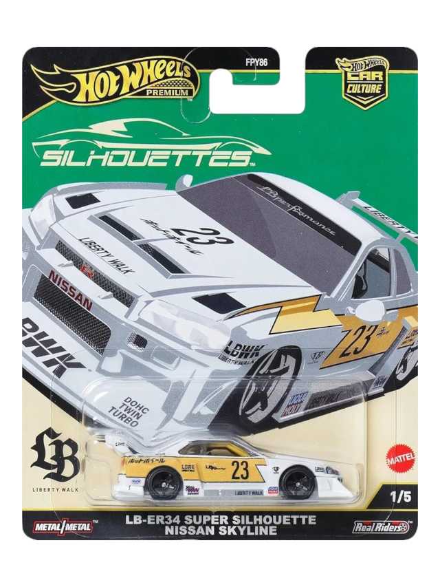 Hotwheels liberty walk lb-er34 super silhouette nissan skyline imported premium 1:64 scale